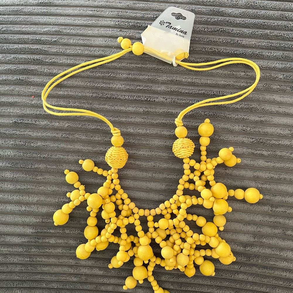 Yellow Beaded Statement Necklace